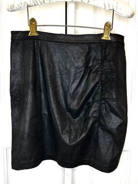 Free People rumi ruched faux leather mini pencil skirt - black